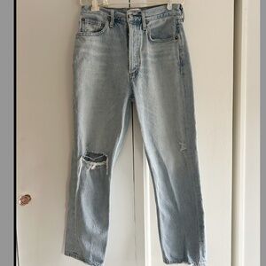 AGOLDE Riley Cropped straight jean distressed